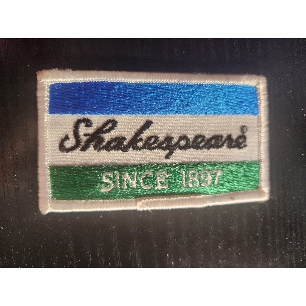 Shakespeare SINCE 1897 Patch Logo Sew On Embroidered Blue White Green